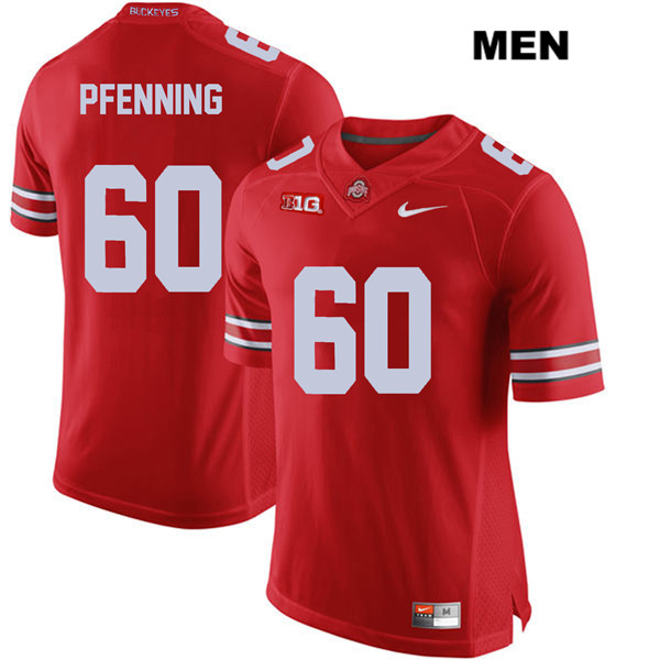 Ohio State Buckeyes Men's Blake Pfenning #60 Red Authentic Nike College NCAA Stitched Football Jersey WA19T04SI